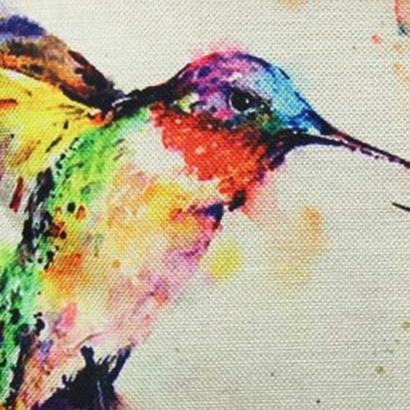Hummingbird Pair Watercolor Cover 18" Accent Hummingbirds Throw Pillow Birds New - Picture 2 of 5
